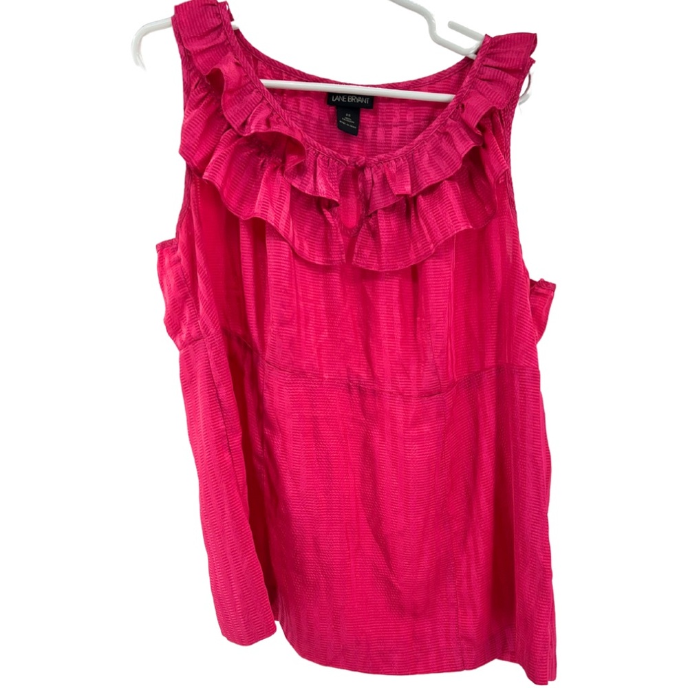 Lane Bryant ruffle tank hot pink 20 plus casual business workwear layering